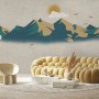 Mountain Sunrise Landscape and Old Plaid Texture Wallpaper Mural