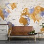 Orange World Map Wallpaper Mural