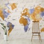 Orange World Map Wallpaper Mural
