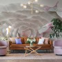 3D Embossed Look Flowers and Butterfly Wallpaper Mural