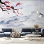 Snowy Mountainscape with Cherry Blossom Wallpaper Mural