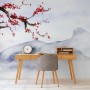 Snowy Mountainscape with Cherry Blossom Wallpaper Mural