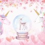 Kids Girls Unicorn with Pink Florals Wallpaper Mural