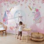 Kids Girls Unicorn with Pink Florals Wallpaper Mural