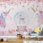 Kids Girls Unicorn with Pink Florals Wallpaper Mural
