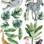 Kids Tropical Safari Animals Set Wall Decal Sticker