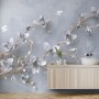 Artistic Magnolia Flowers and Branches Wallpaper Mural