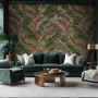 Charcoal Banana and Palm Leaves Wallpaper Mural