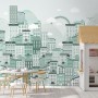 Monochrome City View Wallpaper Mural