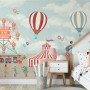 Red Circus with Hot Air Balloon Wallpaper Mural