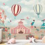 Red Circus with Hot Air Balloon Wallpaper Mural