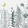 Charcoal Leaf and Flower Wallpaper Mural