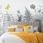 Charcoal Leaf and Flower Wallpaper Mural