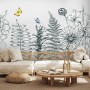Charcoal Leaf and Flower Wallpaper Mural