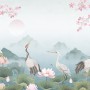 Watercolor Drawing Lotus Floral Art Wallpaper Mural