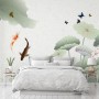 Watercolor Lotus Flower and Butterflies Wallpaper Mural