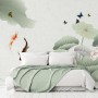 Watercolor Lotus Flower and Butterflies Wallpaper Mural