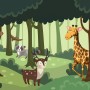 Cartoon Animals in the Forest Wallpaper Mural