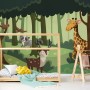 Cartoon Animals in the Forest Wallpaper Mural