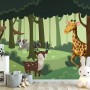 Cartoon Animals in the Forest Wallpaper Mural