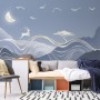 Watercolor Abstract Lines and Horned Deer Wallpaper Mural