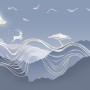 Watercolor Abstract Lines and Horned Deer Wallpaper Mural