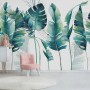 Monochrome Green Banana Leaf Wallpaper Mural