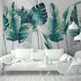 Monochrome Green Banana Leaf Wallpaper Mural