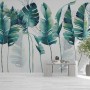 Monochrome Green Banana Leaf Wallpaper Mural