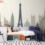 Paris City with Eiffel Tower and Amusement Park Wallpaper Mural
