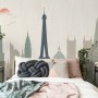 Paris City with Eiffel Tower and Amusement Park Wallpaper Mural