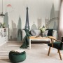 Paris City with Eiffel Tower and Amusement Park Wallpaper Mural