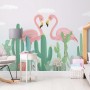 Flamingo Couple with Cactus Wallpaper Mural