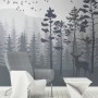 Monochrome Mountain and Forest Scape Wallpaper Mural