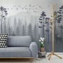 Monochrome Mountain and Forest Scape Wallpaper Mural