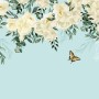 White Flowers and Yellow Butterfly Wallpaper Mural