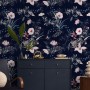 Retro Dark Flowers Wallpaper Mural