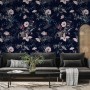 Retro Dark Flowers Wallpaper Mural