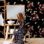 Chinese Red Floral Wallpaper Mural