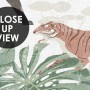 Retro Wild Animals with Tropical Leaves Wallpaper Mural