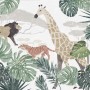 Retro Wild Animals with Tropical Leaves Wallpaper Mural