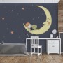 Cartoon Moon with Little Child and Night Sky Wallpaper Mural