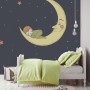 Cartoon Moon with Little Child and Night Sky Wallpaper Mural