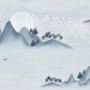 Watercolor Mountain Landscape Wallpaper Mural