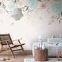 Vintage Soft Blue Vine Flowers Wallpaper Mural