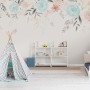 Vintage Soft Blue Vine Flowers Wallpaper Mural
