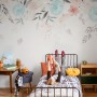 Vintage Soft Blue Vine Flowers Wallpaper Mural