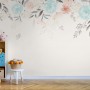 Vintage Soft Blue Vine Flowers Wallpaper Mural