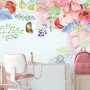 Pink Boho Vine Florals Wallpaper Mural