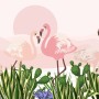 Flamingo with Cactus Wallpaper Mural